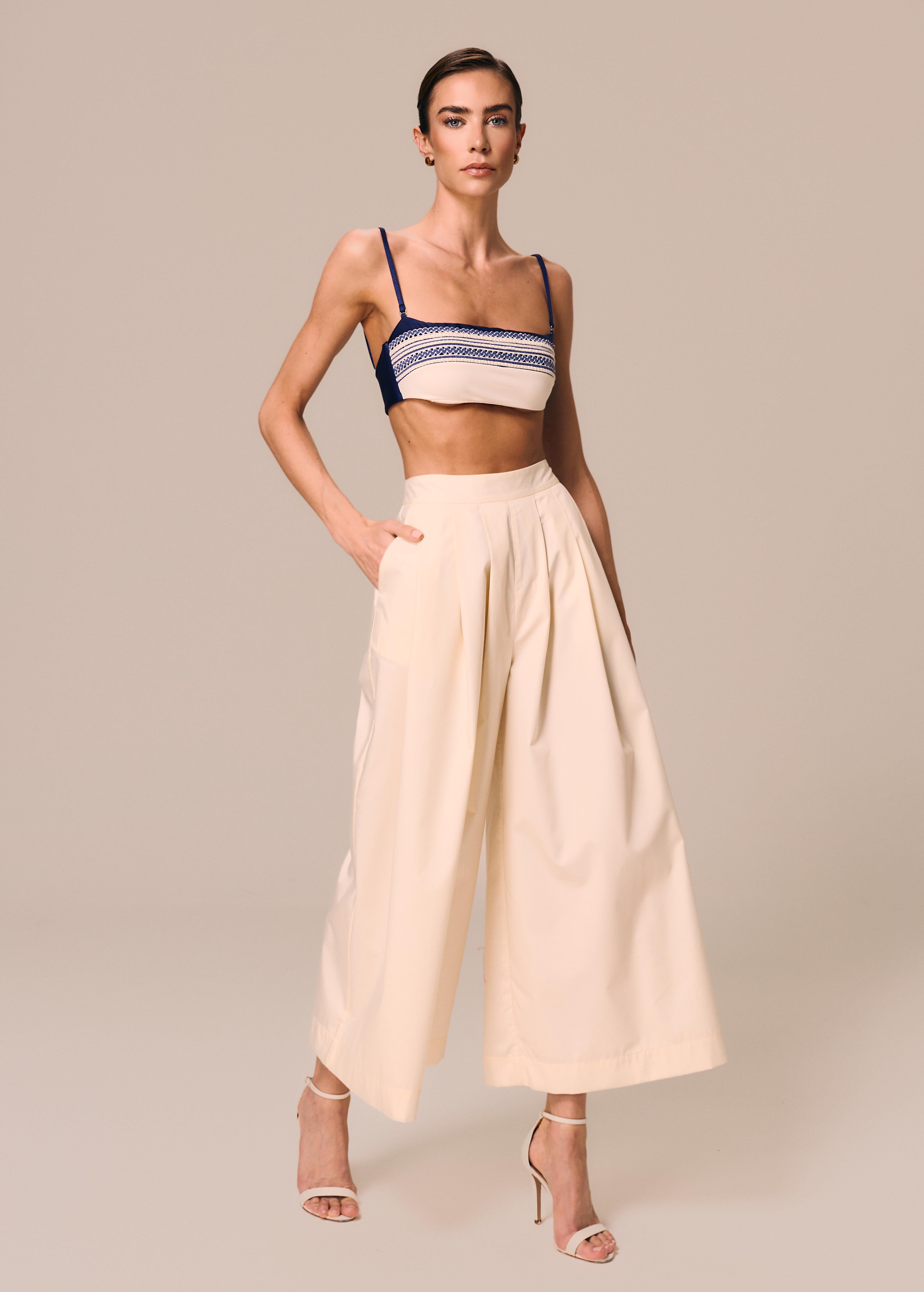 Calça Pantalona Off White Respiro | LA GEA – La Gea