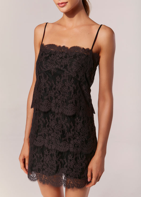 VESTIDO CURTO COM ALCAS RENDA ZIBA