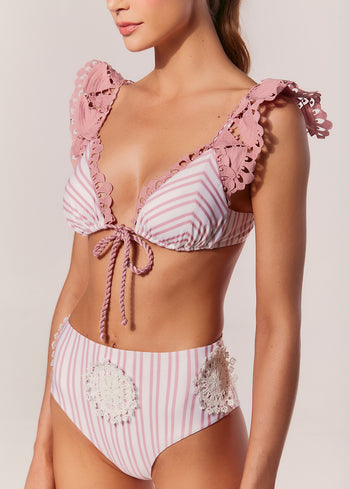 TOP TRIANGULO BABADOS LISTRADO VISTA MARE