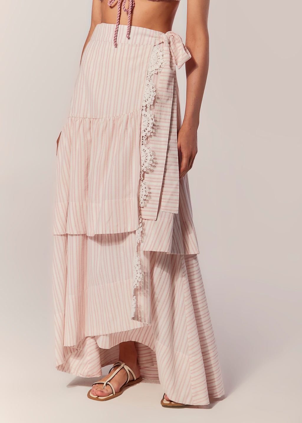 ALBA LONG SKIRT WITH STRIPED SLIT