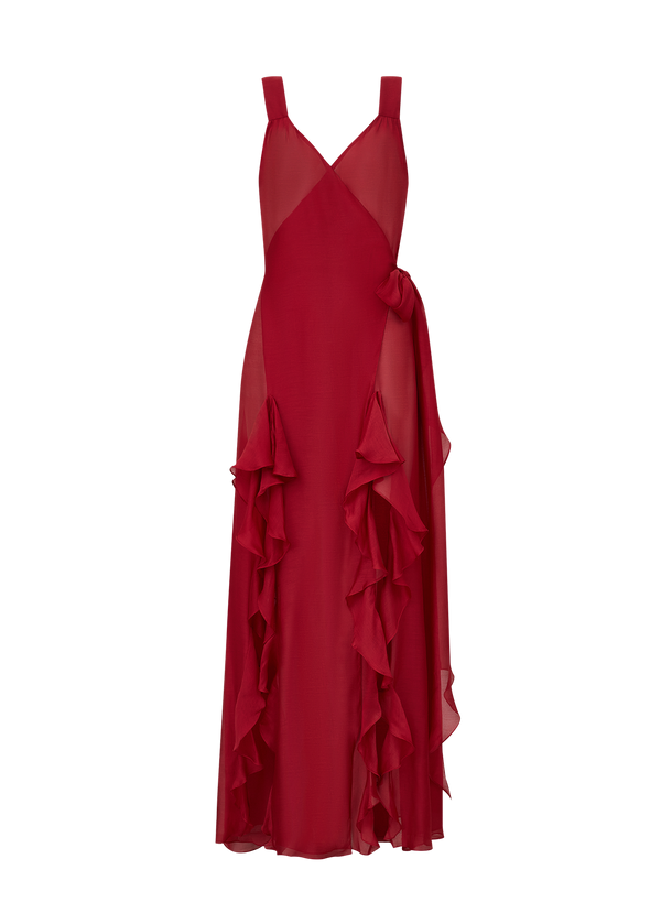 VESTIDO ENVELOPE COM BABADOS DESIDERIO