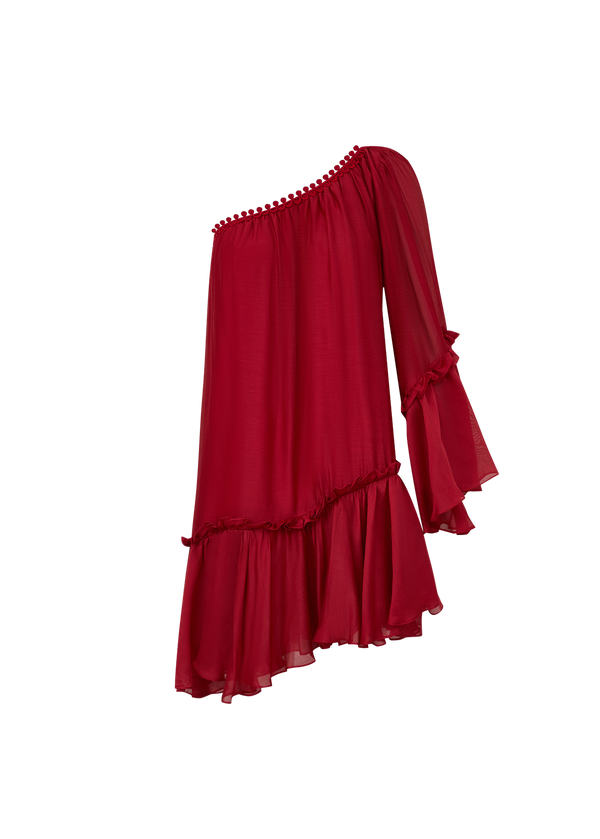 VESTIDO OMBRO SO COM BABADOS DESIDERIO