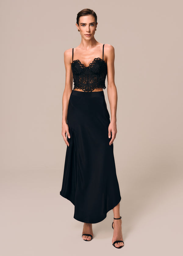 SAIA MIDI 100% CREPE SEDA FILIGRANAS