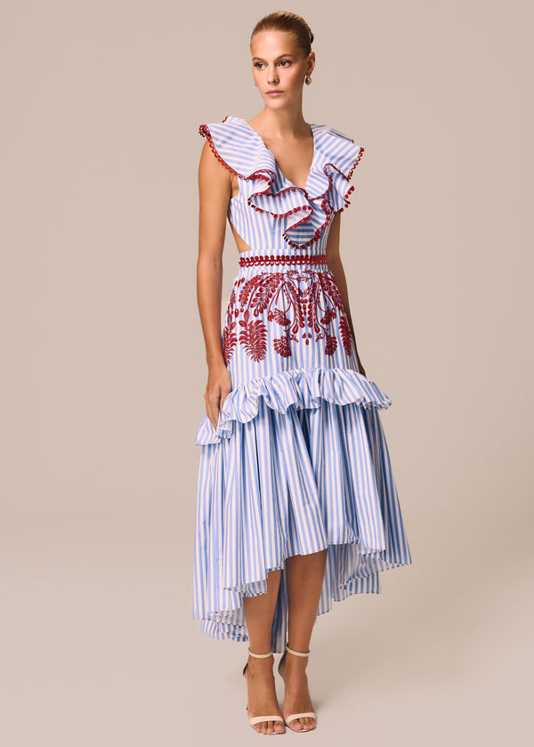 VESTIDO MIDI RECORTES RINATA