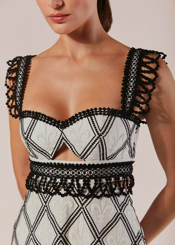 VESTIDO MIDI BORDADO COM ALCAS GIGLIO