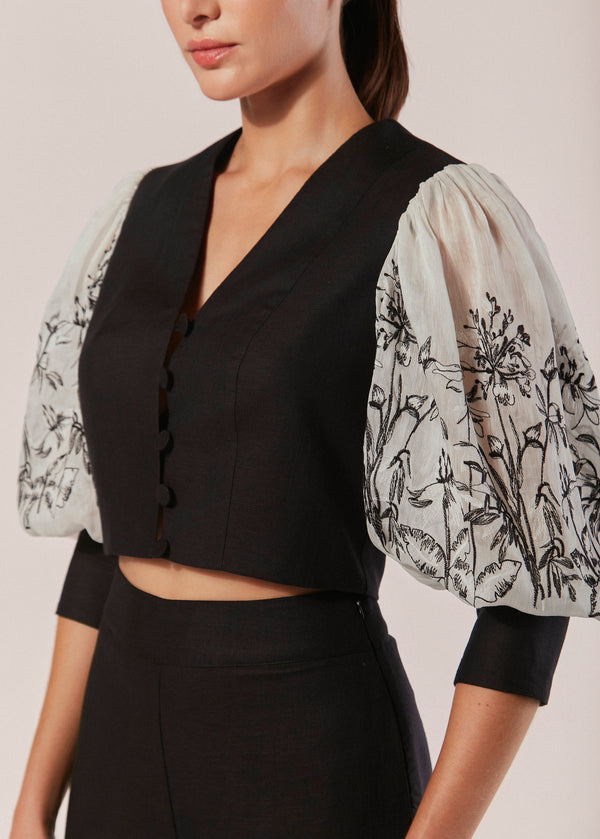 BLAZER CURTO MANGAS 3/4 BORDADO MARE FIORITO