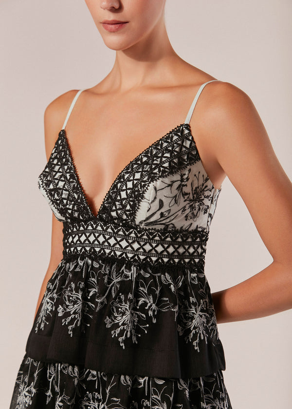 VESTIDO CURTO BABADOS MARE FIORITO