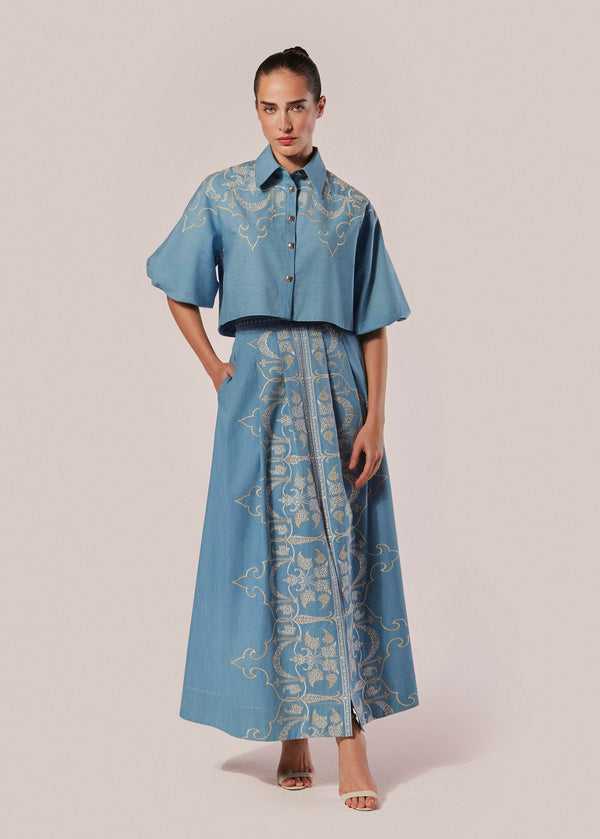 SAIA LONGA C/ PREGAS CHAMBRAY ELEGANZA