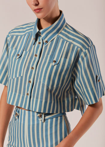 CAMISA CURTA LISTRAS DRAPPO