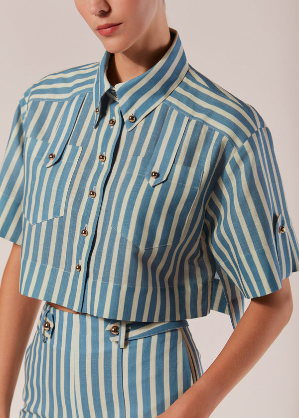 CAMISA CURTA LISTRAS DRAPPO