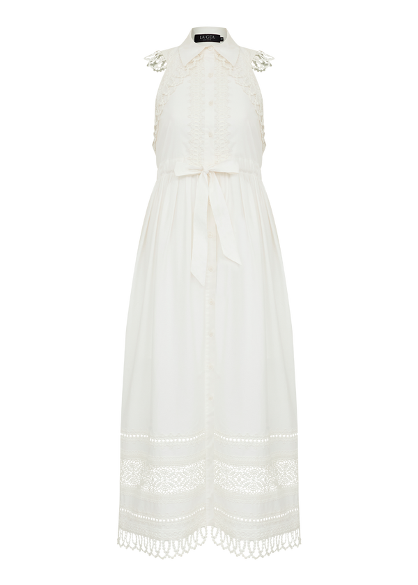 CHEMISE SEM MANGAS MIDI ALGODÃO BORDADO YAS