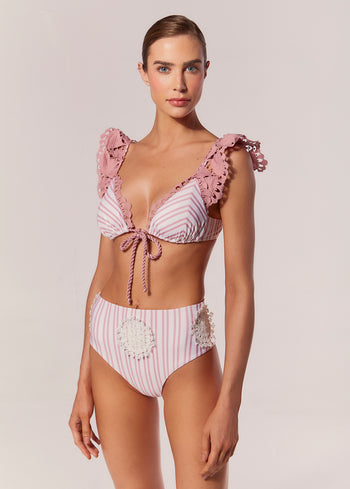 TOP TRIANGULO BABADOS LISTRADO VISTA MARE