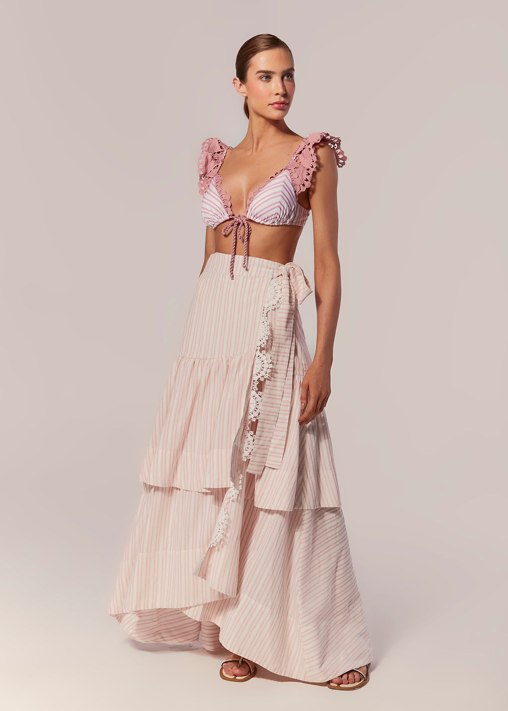 ALBA LONG SKIRT WITH STRIPED SLIT