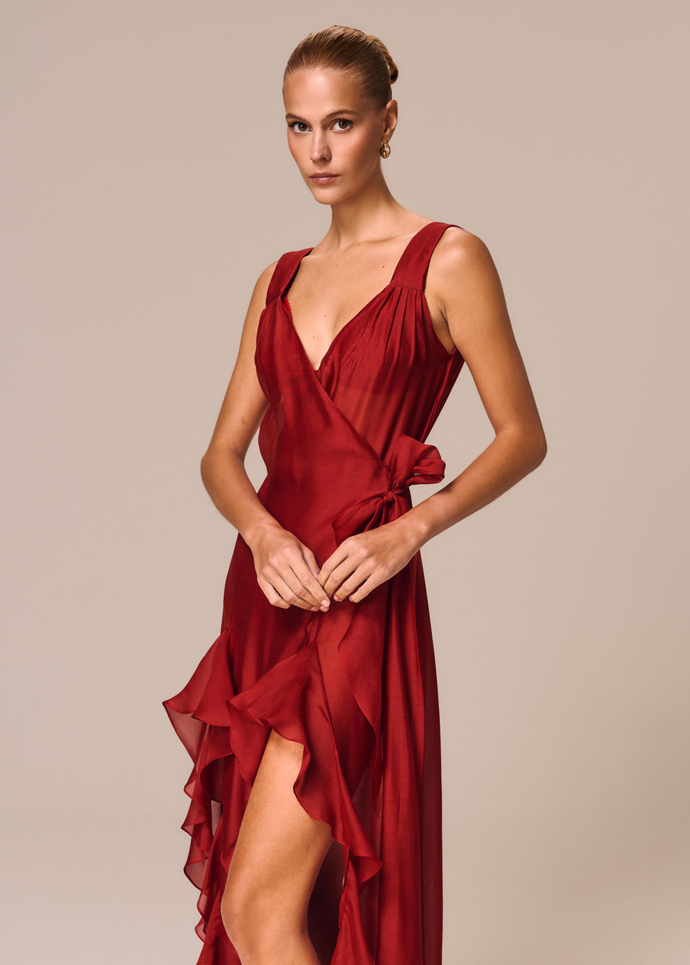 VESTIDO ENVELOPE COM BABADOS DESIDERIO