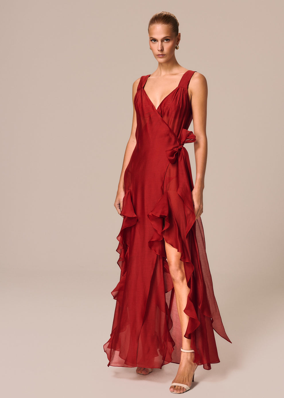 VESTIDO ENVELOPE COM BABADOS DESIDERIO