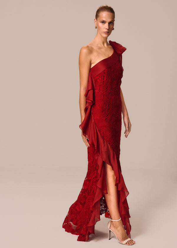 VESTIDO ASSIMETRICO COM BABADOS RADICE