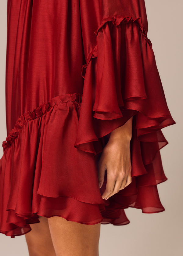 VESTIDO OMBRO SO COM BABADOS DESIDERIO